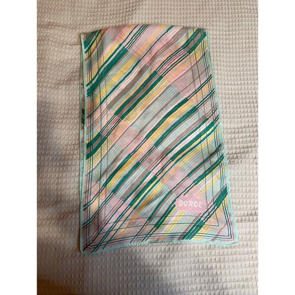 VTG Dorce Pastel Striped Mid Century Modern Style Neck Scarf 43 in by 13.5 in - Picture 14 of 14